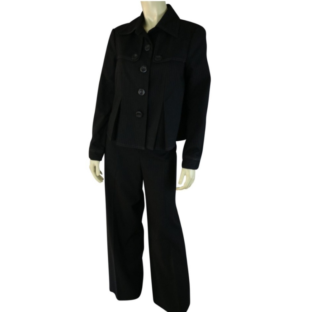 Renfrew Collection Pant Suit 8 Black Gray Hi-Waist
